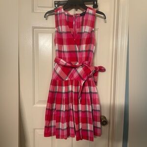 🆕Tommy Hilfiger Hot Pink & Red Plaid Tie-Waist V-Neck Sleeveless Dress - sz 2